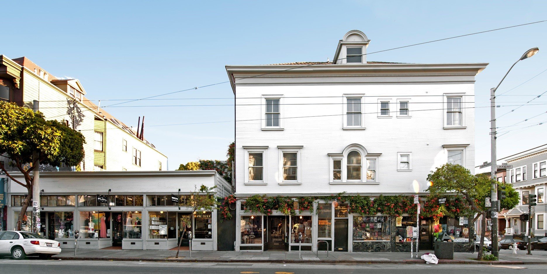 The Doolan-Larson House and Storefronts in San Francisco, potential future home of KEXP Haight Ashbury.<br>Photo by Alvis E. Hendley The Doolan-Larson House and Storefronts on the corner of Haight and Ashbury in San Francisco.